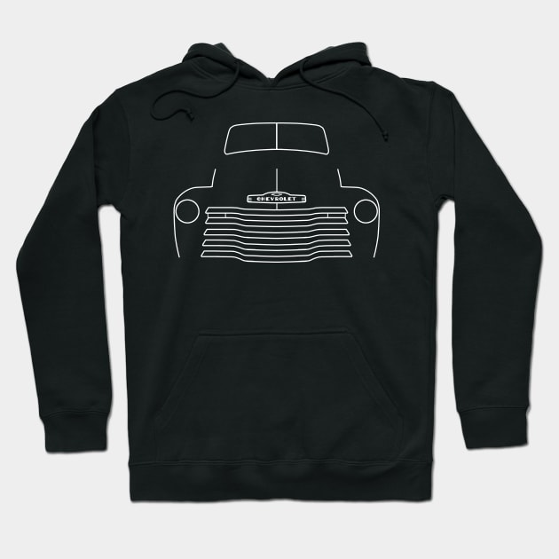 1949 Chevy 3100 stepside classic pickup truck outline graphic (white) Hoodie by soitwouldseem
